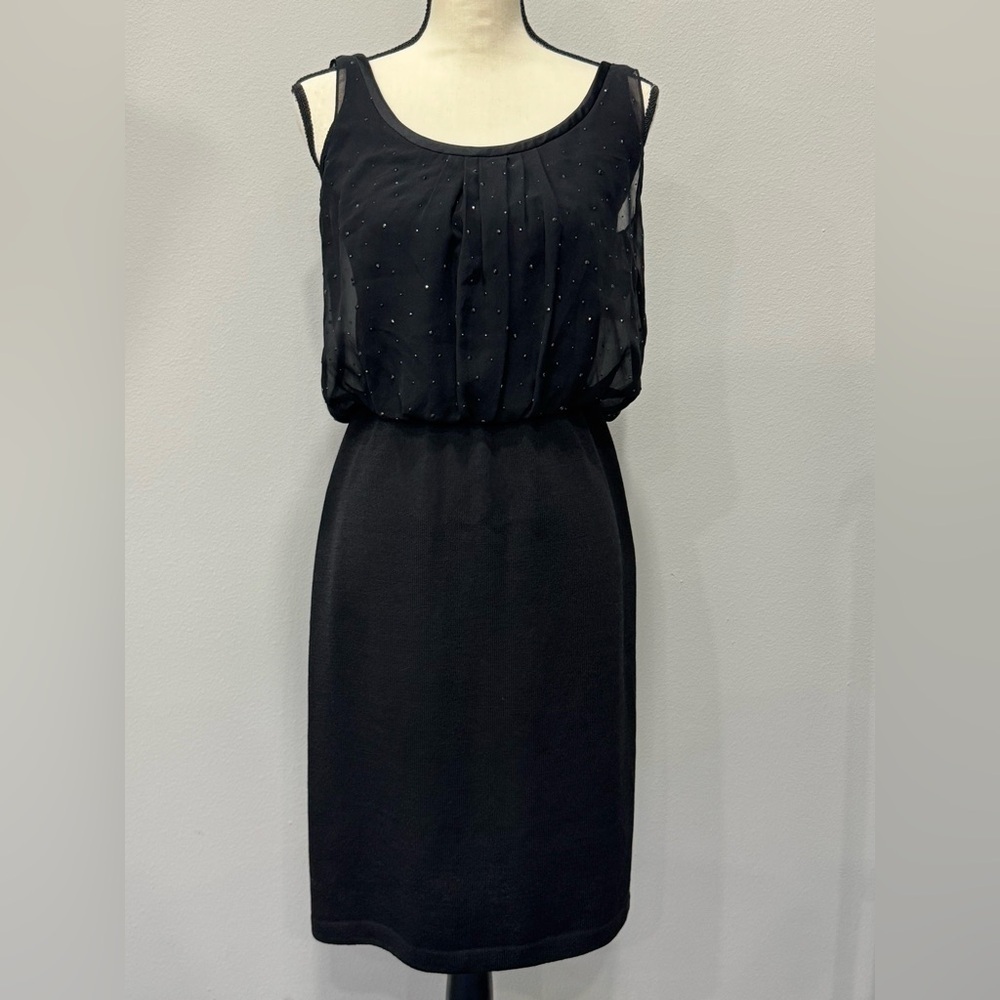 NWT St. John Caviar Collection Black Sleeveless Sheath Dress. Sz 4
